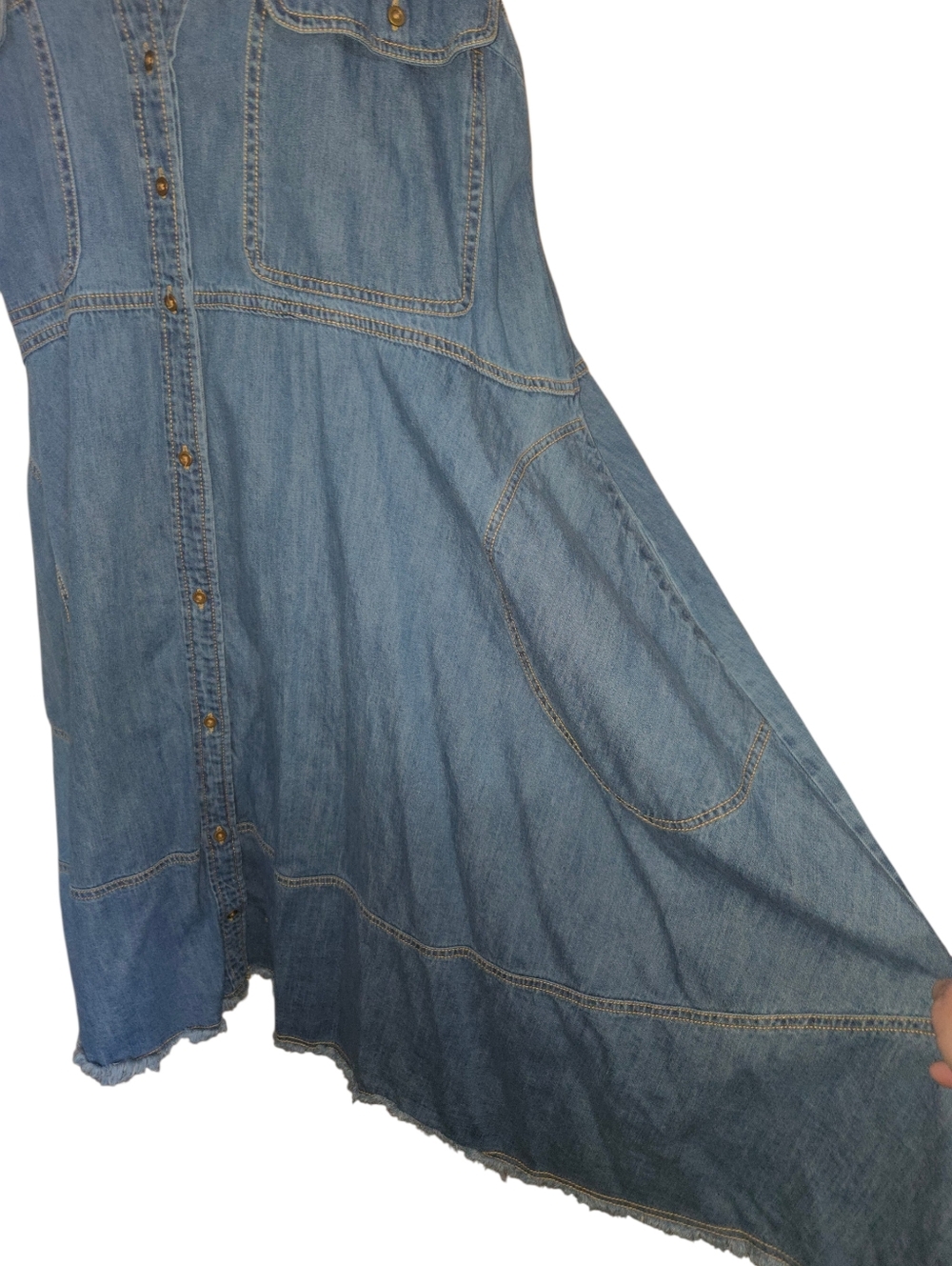 Anthropologie Pilcro Dress Denim Chambray Sleeveless Halter Swing Midi Size XL - Picture 4 of 12